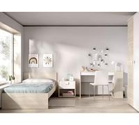 DEKIT GRUPO RIMOBEL Letto Nido, Melammina, Bianco/Naturale, 67 x 95.8 x 194.8