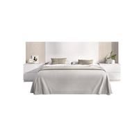 DEKIT GRUPO RIMOBEL LOMA - Testata con comodini a due cassetti per letto matrimoniale - Bianco/Rovere effetto cannettato - 96 x 258,8 x 34,2 cm