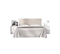 DEKIT GRUPO RIMOBEL LUSA - Testata con comodini a due cassetti per letto matrimoniale - Bianco/Rovere effetto cannettato - 106 x 256,8 x 34,2 cm