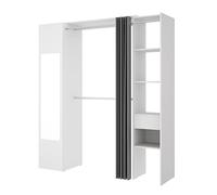 DEKIT GRUPO RIMOBEL Suit - Armadio spogliatoio con specchio, cassetto e tenda - Bianco - 205x176x50 cm