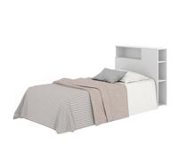 DEKIT GRUPO RIMOBEL TEN - Testiera con ripiani per letto da 90 cm, colore: bianco, 96 x 23,4 x 99