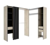 DEKIT GRUPO RIMOBEL VESTITORE, Melamina, Naturale/Grafite, 205 x 164-214 x 141