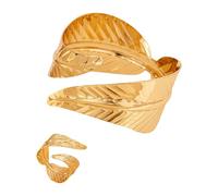 DEKKRYNFV 2 PZ Accessori Donna Alla Moda Geometrica Foglia A Forma di Polsino Braccialetti e Anelli di Apertura Set di Accessori Da Indossare Del