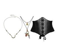 DEKKRYNFV 3/4 Accessori Per Costume Da Pirata Halloween Corsetto Medievale Fascia Capelli Collana Girocollo Stella Donne E Ragazze Regalo Costume Da Pirata Capitano