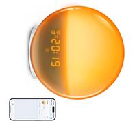 DEKKRYNFV Albe Multifunzionali Sveglia Luminosità Regolabile Comodini Lampada Sveglia USB Radio FM Controllo App Lampada per Dormire con Suoni Naturali