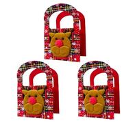 DEKKRYNFV Alci di Natale Cartoon Fantasia Sacchetto Della Drogheria Tessuto Non Tessuto Bambini Candy Collector Borse Con Texture A Scacchi Bambini Portatile Candy Storage Bag