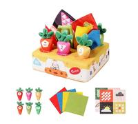 DEKKRYNFV Basella Tessuto per Bambini per Bambini 6-12 Mesi Game Carote Peluche Interattiva con Carta Assoluta E Tessuti Colorati A Forma Autobus Calmante Giocattolo