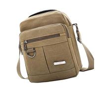 DEKKRYNFV Borsa a tracolla da uomo casual in tela per lavoro e tempo libero con ampio spazio di archiviazione piccola borsa a tracolla borsa laterale moda messenger, cachi, One Size