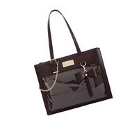 DEKKRYNFV Borsa a tracolla in pelle PU con fiocco dolce da scuola giapponese Itabag Studente Anime trasparente finestra con cerniera borsa per le donne carino bowknot borsa ascellare trasparente