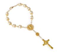 DEKKRYNFV Bracciale regolabile con perle finte e perline da polso per donne religiose a catena a mano gioielli devozionali