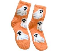 DEKKRYNFV Caldo Termico Corallo Pile Brevi Calzini Per Le Donne Divertente Halloween Zucca Stampa Stagionale Indoor Slipper Carino Signore Alla Moda, Imp, Taglia unica