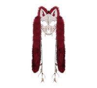DEKKRYNFV Lupi mannari in finta pelliccia vichinghi volpi copricapo peloso animale maschera cosplay costumi per travestimento costume cosplay accessorio