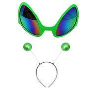 DEKKRYNFV Occhiali Alieni E Marziani Fascia Arcobaleno Lente Occhiali Da Sole Boppers Fasce Alieno Costume Accessori Marziani Fascia Bopper