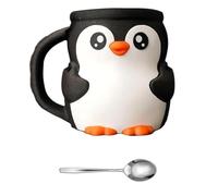 DEKKRYNFV Porta pinte multifunzionale a forma di pinguino con cassetto segreto per conservare il gelato, maniglia antigelo e doppio cucchiaio antigelo porta pinta gelato