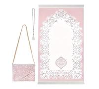 DEKKRYNFV Set di tappeti da preghiera musulmani islamici Eid regalo tappetino con borsa e perline da viaggio portatile per matrimoni set di tappeti musulmani con borsa e perline