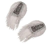 DEKKRYNFV Spalline in rilievo con strass e nappe a catena per giacche, abiti da teatro, esecutori di scena, spalline, spalline, spalline, Argento, Taglia unica