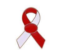 DEKKRYNFV Spilla a nastro rosso bianco per la consapevolezza Spille da bavero Speranza Distintivi Pin Gioielli per le Donne Nastro Spilla Presente Consapevolezza Spille da bavero