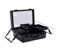Dekltus Trucco Train Case, Trousse per trucchi con specchio a LED, suddivisori individuali, valigetta per trucco, per parrucchieri, studi di trucco, matrimoni (nero), Nero , Valigetta per il trucco
