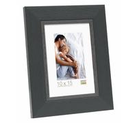 Deknudt Frames S45CF2-30.0X30.0 - Cornice portafoto in Resina Nera con Inserto Beige, Effetto Dipinto a Mano, 30 x 30 cm