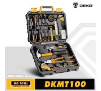 DEKO 100 pz/113 pz EDC Set di utensili manuali per riparazione domestica generale con cassetta degli attrezzi chiave a bussola cacciavite coltello per la lavorazione del legno DKMT100