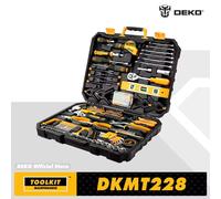 DEKO 228 Pezzi Chiave a tubo Strumento di riparazione automatica Pacchetto combinato Set di attrezzi misti Kit di attrezzi manuali con custodia per cassetta degli attrezzi in plastica DKMT228