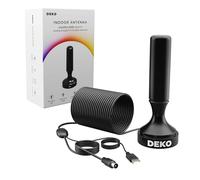 DEKO Antenna TV Interna DVB-T2 Amplificata con Base Magnetica, 28dB, 360° Ricezione, Supporta Canali HD 4K/1080P, Cavo Coassiale da 5M, per Smart TV e Ricevitori DVBT2