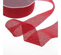Deko AS GmbH Nastro Decorativo Shabby Chic in Effetto Lino 38 mm - Rosso Fluorescente - 20 m - 69038 - 38 - 20 - 19