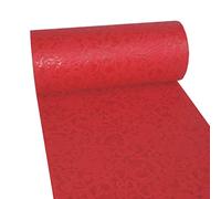 Deko AS GmbH Runner decorativo con motivo a cuori (impermeabile, effetto loto, superficie vellutata, rotolo da 25 m, larghezza 30 cm, 100% nylon), colore rosso