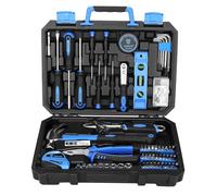 DEKO Cassetta Attrezzi Completa 100 Pezzi - Kit Attrezzi da Lavoro con Cacciaviti, Cricchetto, Pinze, Chiavi per Riparazioni Casa, Fai da Te, Ufficio, Blu