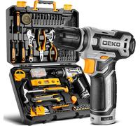 DEKO Cassetta Attrezzi Completa con Trapano Avvitatore Batteria 12V, 133 Pezzi V