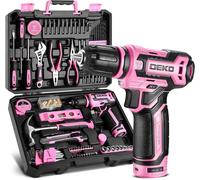 DEKO Cassetta Attrezzi Completa con Trapano Avvitatore Batteria 12V, 133 Pezzi V