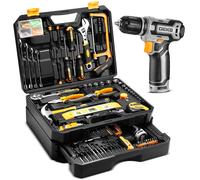 DEKO Cassetta Attrezzi Completa con Trapano Avvitatore Batteria 12V 238 Pezzi