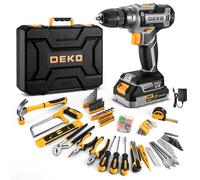DEKO Cassetta Attrezzi Completa con Trapano Avvitatore Batteria 20V, 186 Pezzi,