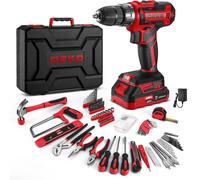 DEKO Cassetta Attrezzi Completa con Trapano Avvitatore Batteria 20V 186 Pezzi