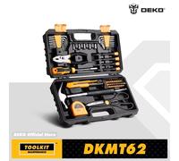 DEKO DKMT62 Kit di utensili manuali, materiale CR-V e S2 per riparazione auto professionale Set di chiavi a bussola a cricchetto con presa per punte