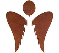 Deko Kind - Set di 3 angeli arrugginiti - resistente alle intemperie - ruggine - spina da giardino - metallo - statuetta da giardino - decorazione da parete - angelo ruggine - ali d'angelo - testa