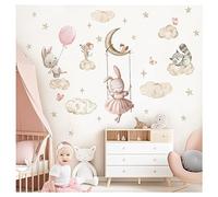 DEKO KINDERZIMMER DK1127-04 - Adesivo da parete a forma di coniglio, acquerello, decorazione da parete per cameretta dei bambini, motivo: animali e palloncini