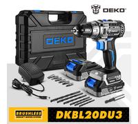 DEKO Kit combinato trapano a batteria senza spazzole 20V Mini cacciavite elettrico Utensili elettrici a 2 velocità per la lavorazione del legno