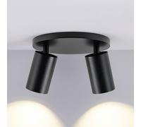 Deko-Light Faretto da soffitto CAN TILT, nero, Ø 20 cm, a 2 luci, metallo GU10 Deko-Light