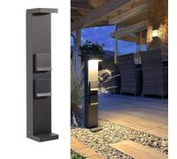 Deko-Light LERNA 600 Colonnina elettrica 2 prese corrente lampione palo LED 7W CCT 3000K 4000K IP65 luce giardino viale 230V 60cm, 733071