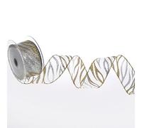 Deko und Band Natale Nastro con Motivo a Onde - Oro - 40 mm - 10 m - 90153 20