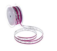 Deko und Band Natale Nastro con Stelle - Fucsia/Argento - 15 mm - 20 m - 90159 39 (1,33 €/m)
