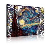 DekoArte 343 - Quadri moderni Stampa di Immagini Artistica Digitalizzata | Tela Decorativa Per Soggiorno o Stanza da letto | Stile Astrazioni Arte Van Gogh La Notte Stellata | 1 Pezzo 120 x 80 cm