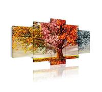 DekoArte 404 - Quadri moderni Stampa di Immagini Artistica Digitalizzata | Tela Decorativa Per Soggiorno o Stanza da letto | Stile Paesaggio Alberi quattro stagioni dell’Anno | 5 Pezzi 200 x 100cm XXL