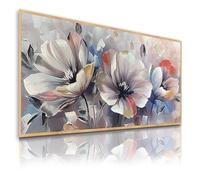 DekoArte - Quadro Dipinto a Mano Natura 140x70 cm SOGNI FLOREALI - Quadri Moderni a Olio con Cornice Color Legno