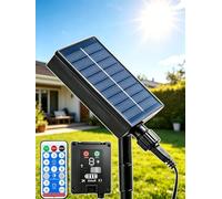 Dekofun 1200mAh Pannello Solare per Luci Esterne | Uscita 3V / 0,3W; Carica Solare e USB-C; Telecomando; 8 Modalità / Timer / Memoria; Impermeabile IP65; Catena Luminosa