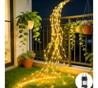 Dekofun Fascio di Luce 1M 100 LED Cascata di Luci con Spina, Timer, 8 Modalità Mantello Luci Albero, Impermeabile Cascata Luminosa per Camera Giardino Esterno Interno Decorazioni - Bianco Caldo