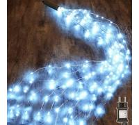 Dekofun Fascio di Luce 1M 100 LED Cascata di Luci con Spina, Timer, 8 Modalità Mantello Luci Albero, Impermeabile Cascata Luminosa per Camera Giardino Esterno Interno Decorazioni - Bianco