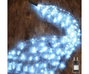Dekofun Fascio di Luce 1M 100 LED Cascata di Luci con Spina, Timer, 8 Modalità Mantello Luci Albero, Impermeabile Cascata Luminosa per Camera Giardino Esterno Interno Decorazioni - Bianco