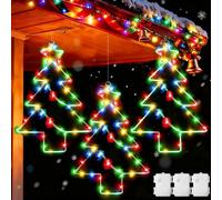 Dekofun Stella di Natale Luminosa 3 Pezzi 45 LED Grande Metallo Luci Natale da Esterno a Batteria con Timer, Addobbi Natalizi Impermeabile Decorazioni Finestra Natalizi per Interno Festa -Multicolore